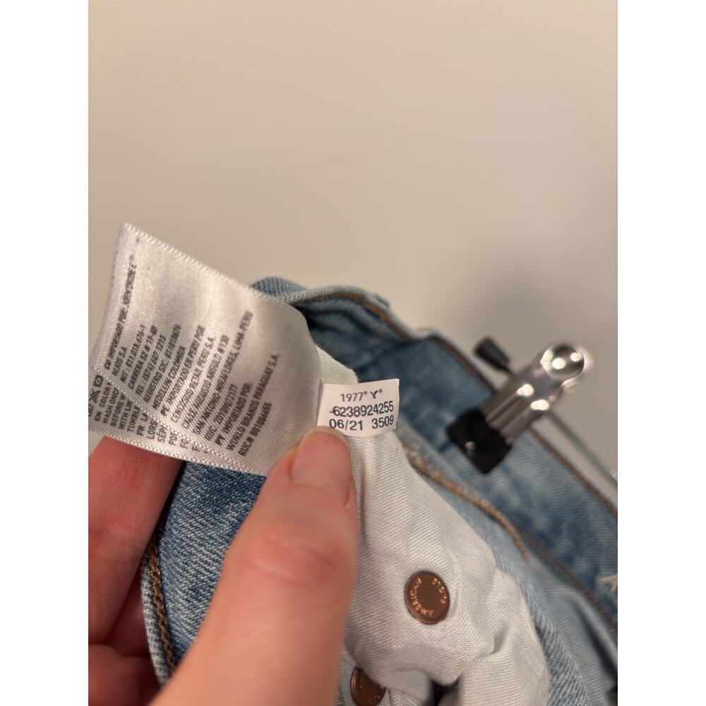 American Eagle Jeans Womens 10 Blue Strigid High Rise Baggy Straight Distressed - Picture 6 of 6